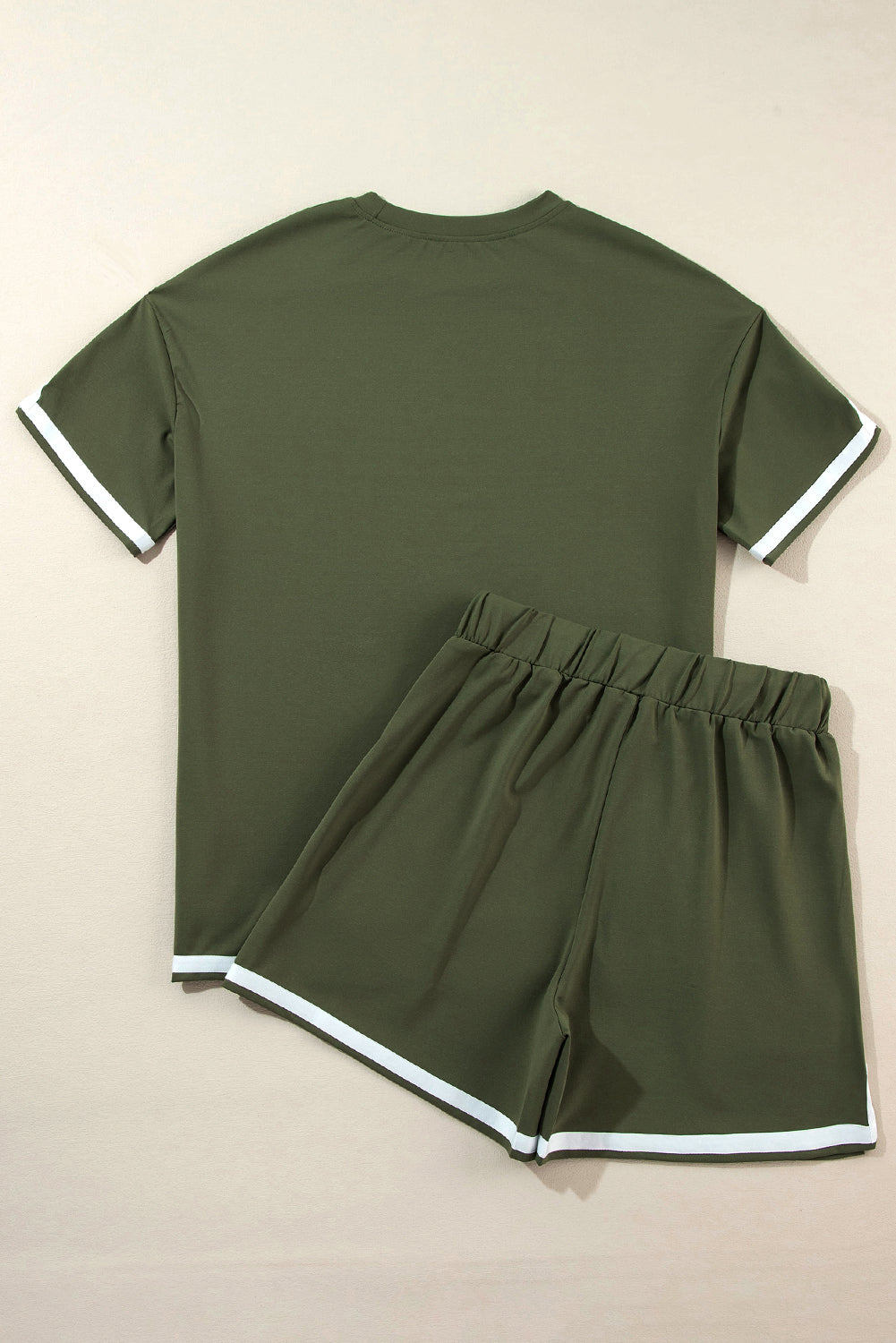 Vineyard Green Contrast Trim Tee and Shorts Set