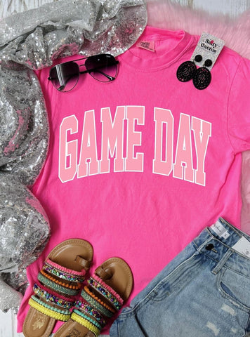 *DTF* Gameday Pink Design On Neon Pink Comfort Color