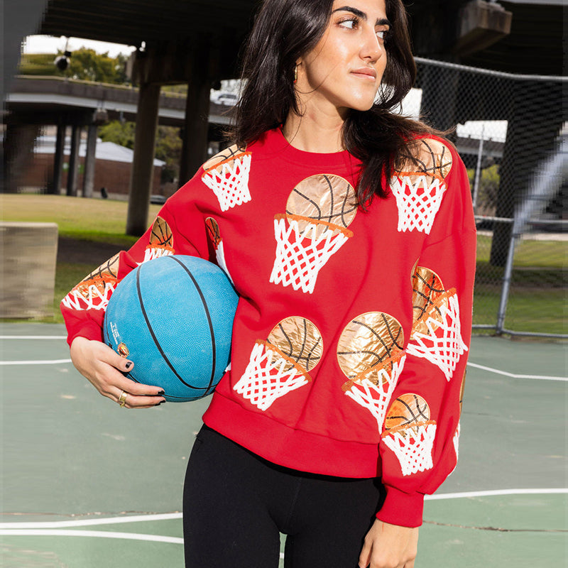 Basketball Embroidered Patch Sweatshirt