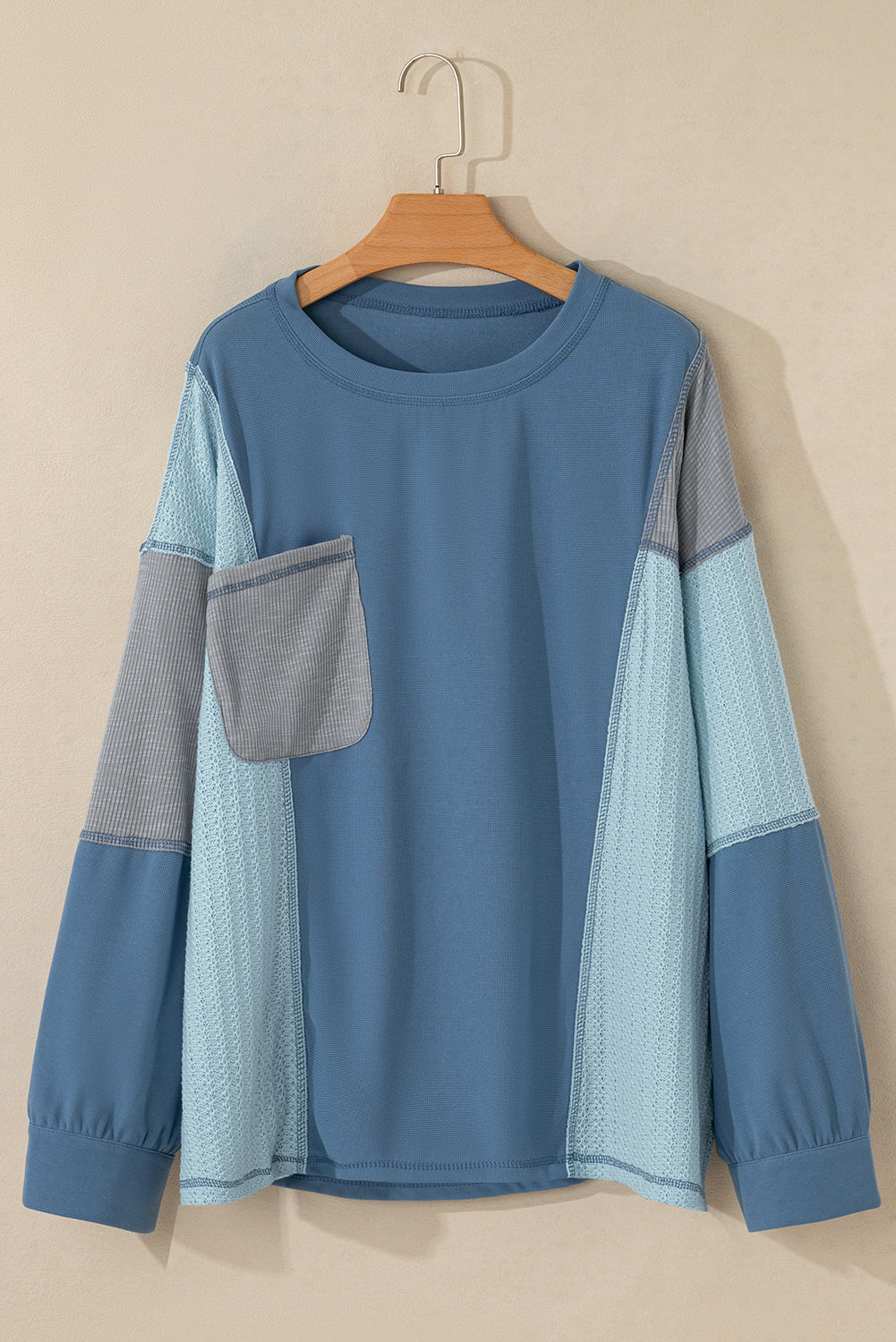 Colorblock Stitching Patchwork Buttoned Top