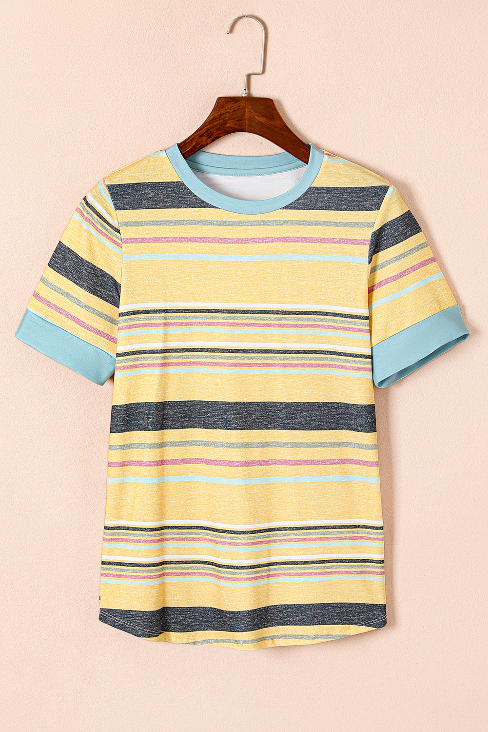 Multicolor Stripes Crew Neck T Shirt