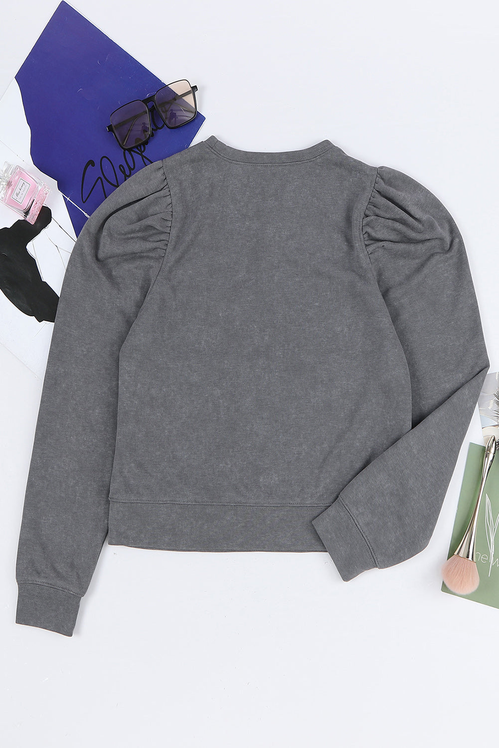 Rose Vintage Washed Puff Sleeve Sweatshirt