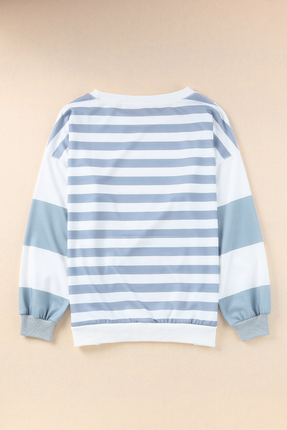 Black Stripe Drop Shoulder Striped Pullover Sweatshirt