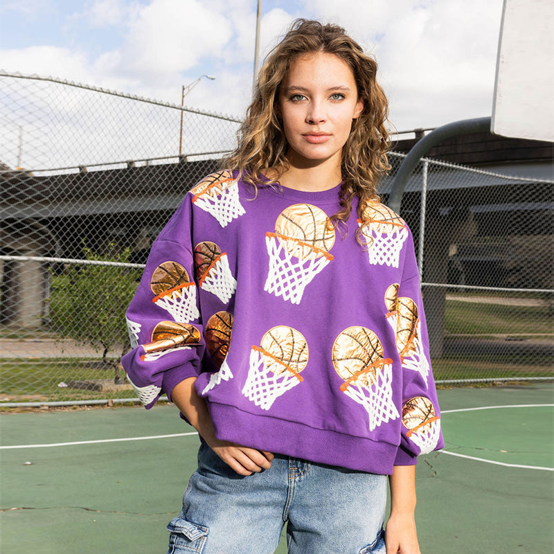 Basketball Embroidered Patch Sweatshirt