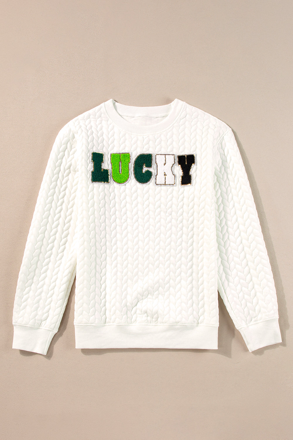 White Merry And Bright Cable Knit Pullover Sweatshirt