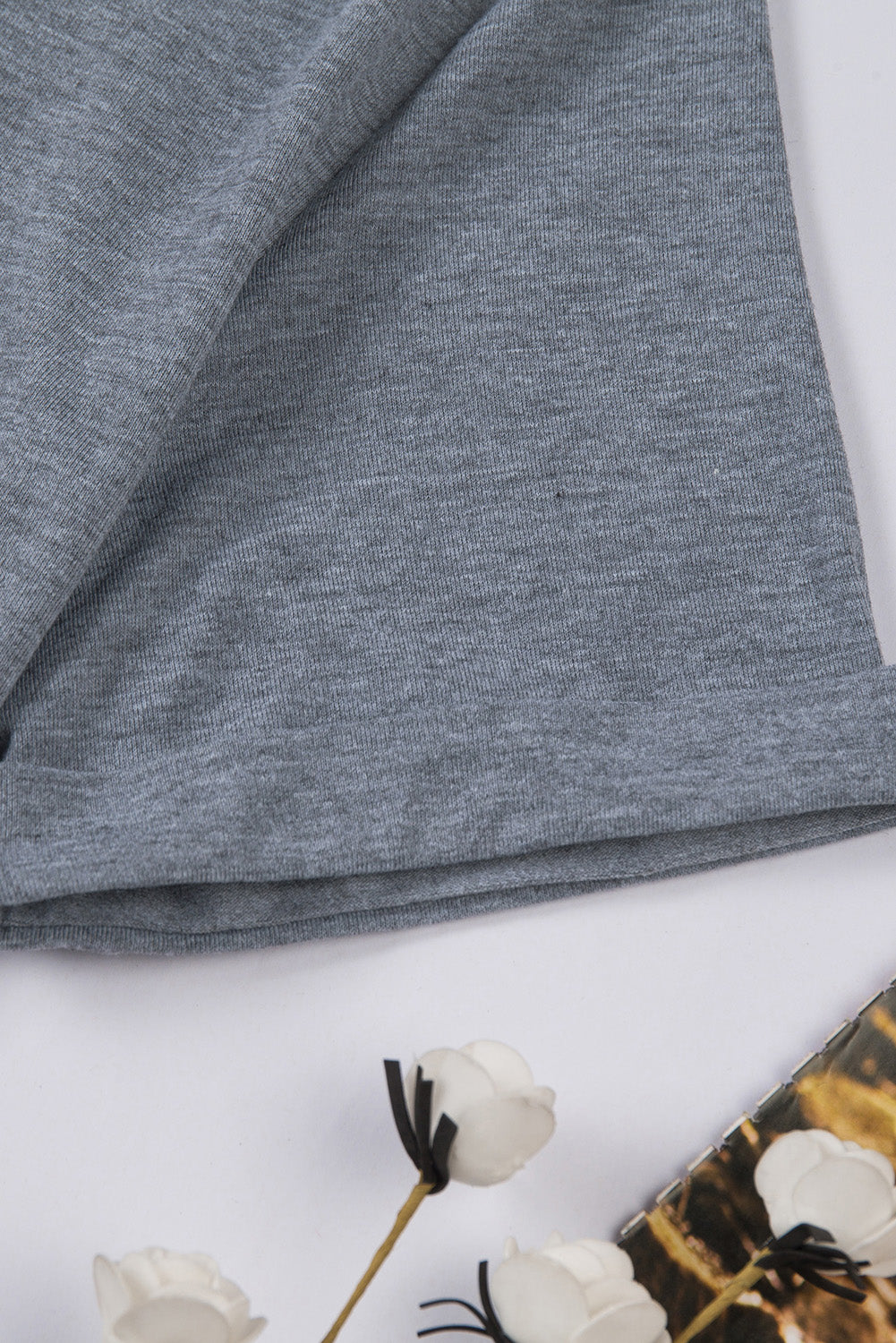 Gray Solid Color Crew Neck Tee