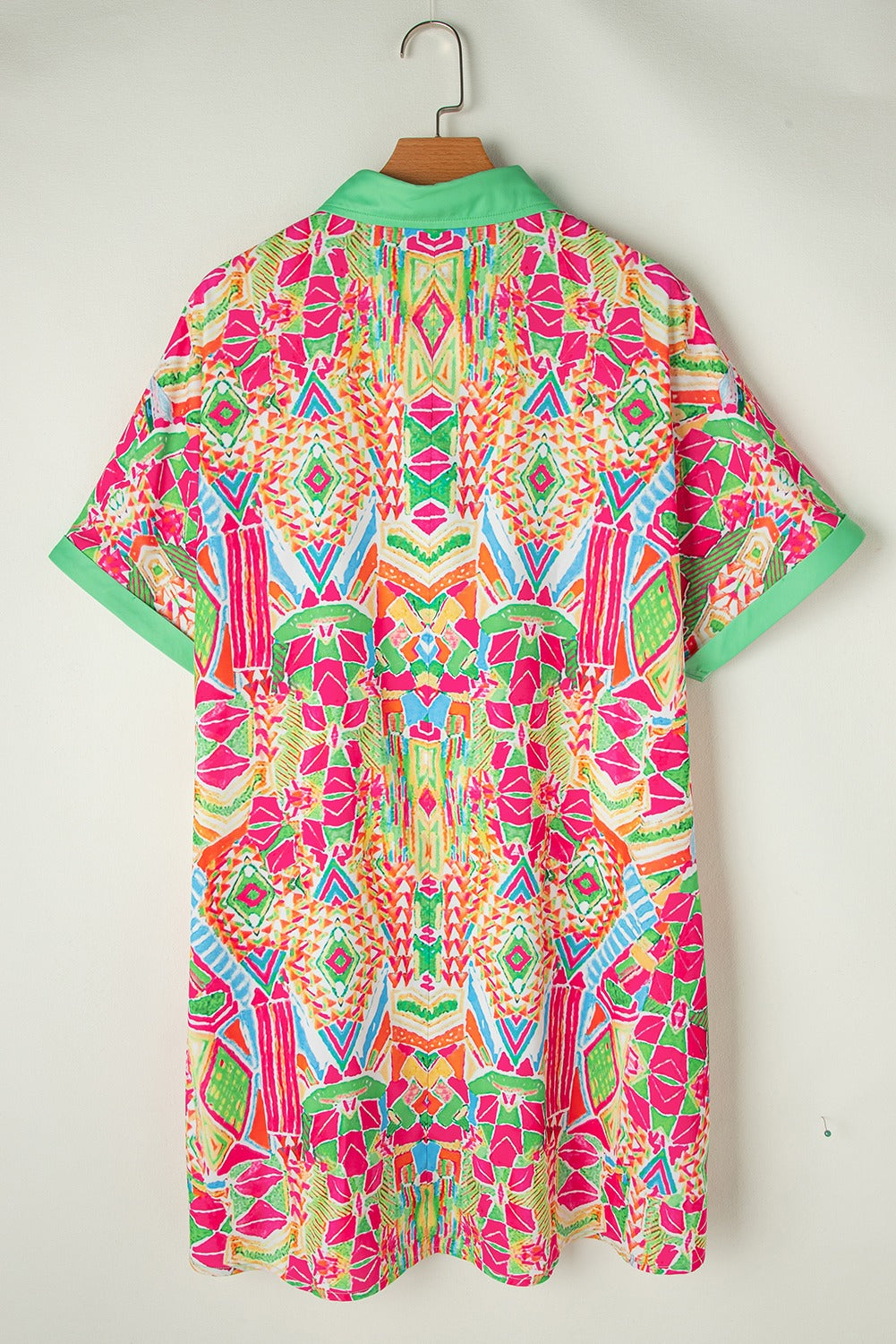 (Pre order/7.7SHIP)Geometric Contrast Short Sleeve Shirt Dress