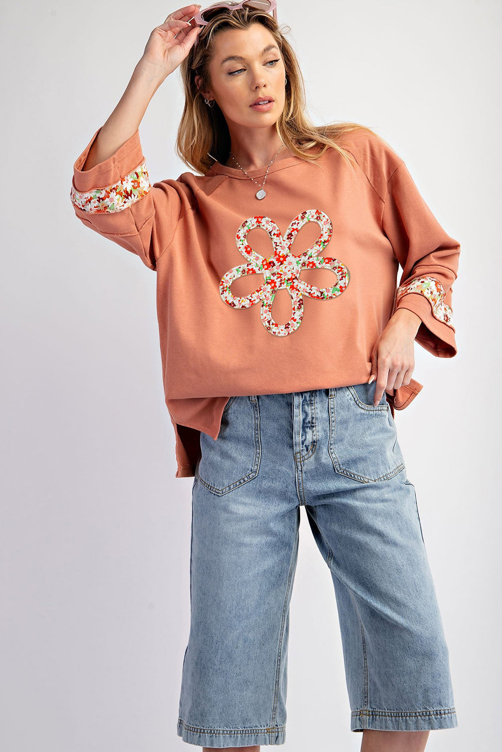 Flower Patch Exposed Seam Top