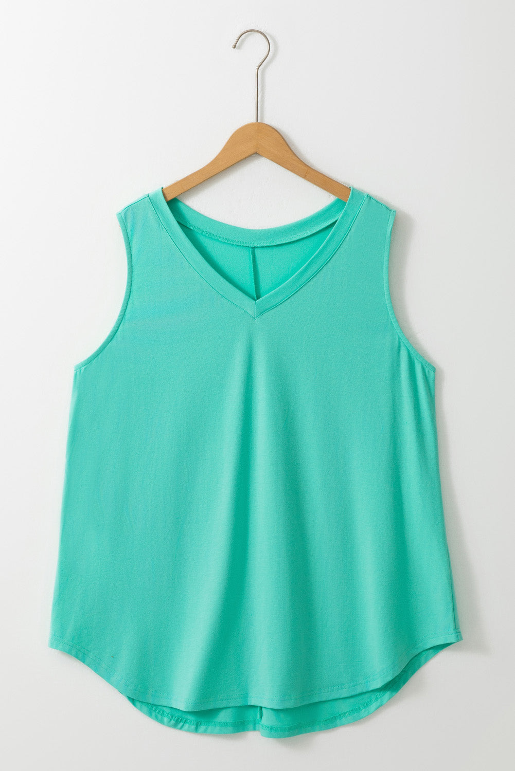 Mint Green V Neck Shift Plus Size Tank Top