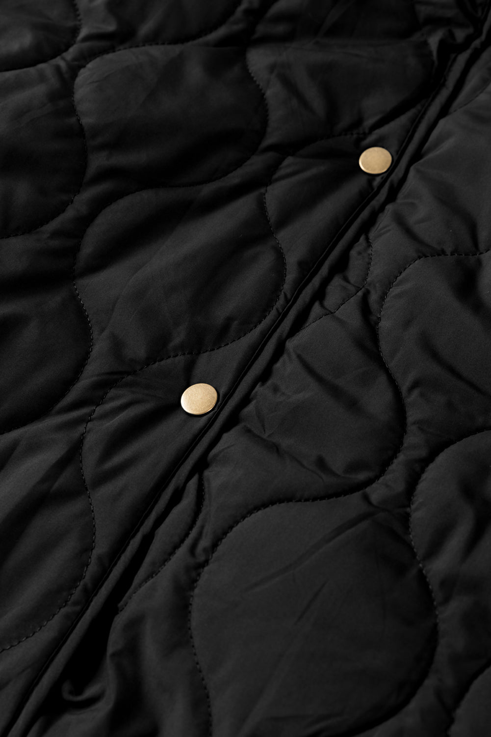 Black Snap Button Furry Reversible Coat