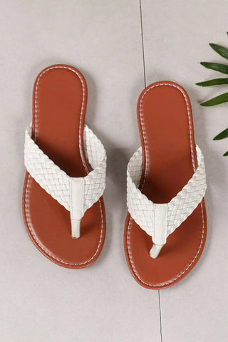 White Braided Flip Flops RTS