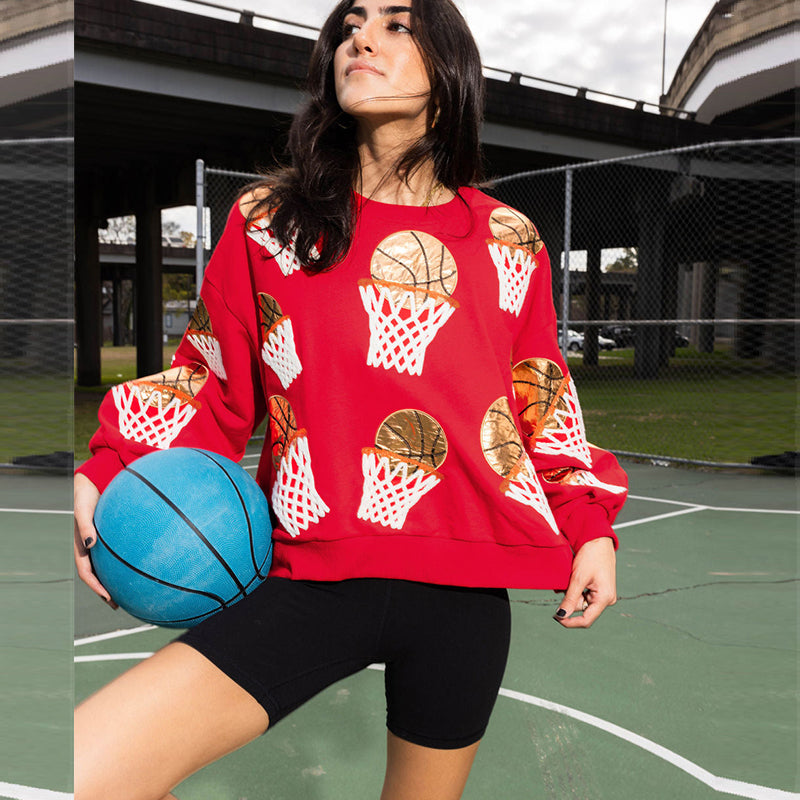 Basketball Embroidered Patch Sweatshirt