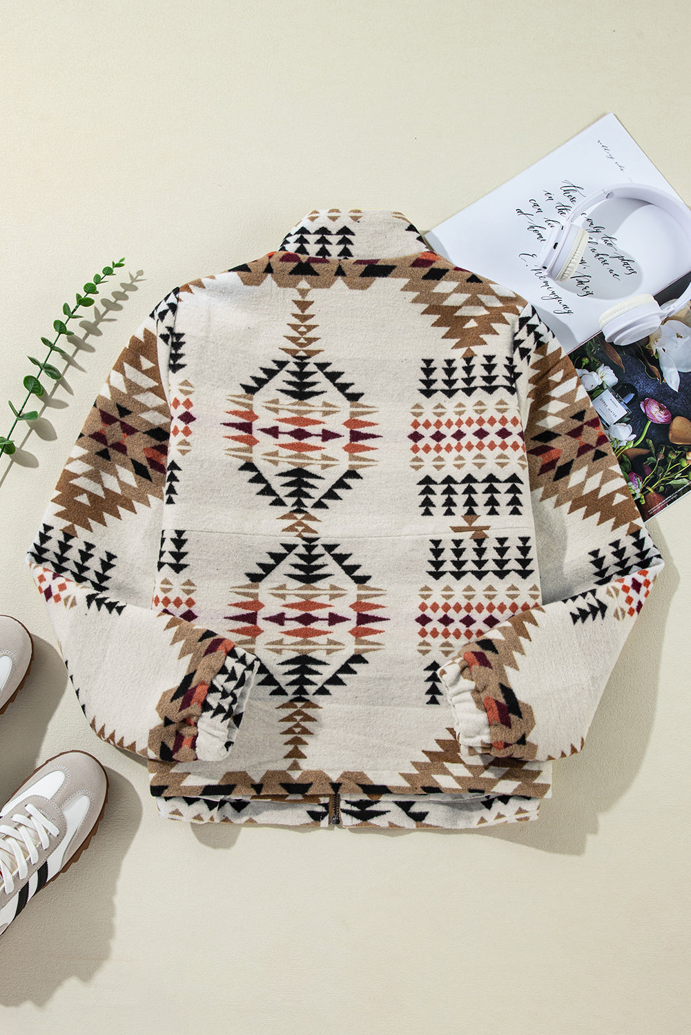 Aztec Stand Neck Zip Up Jacket