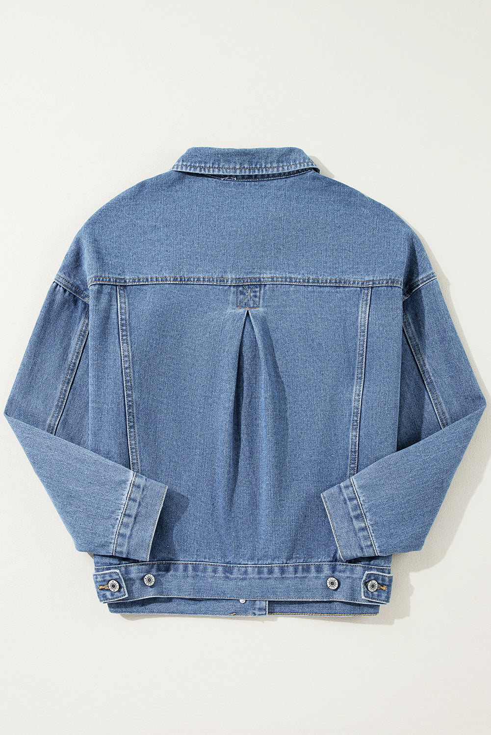 Blue Stripe Washed Oversize Pocketed Denim Jacket