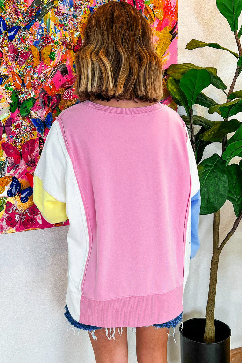 Color Block Exposed Seam Sweatshirt