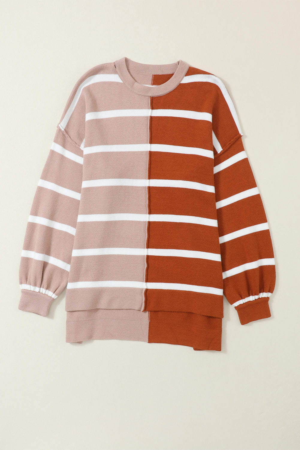 Stripe Oversized Contrast Printed Dropped Shoulder Top