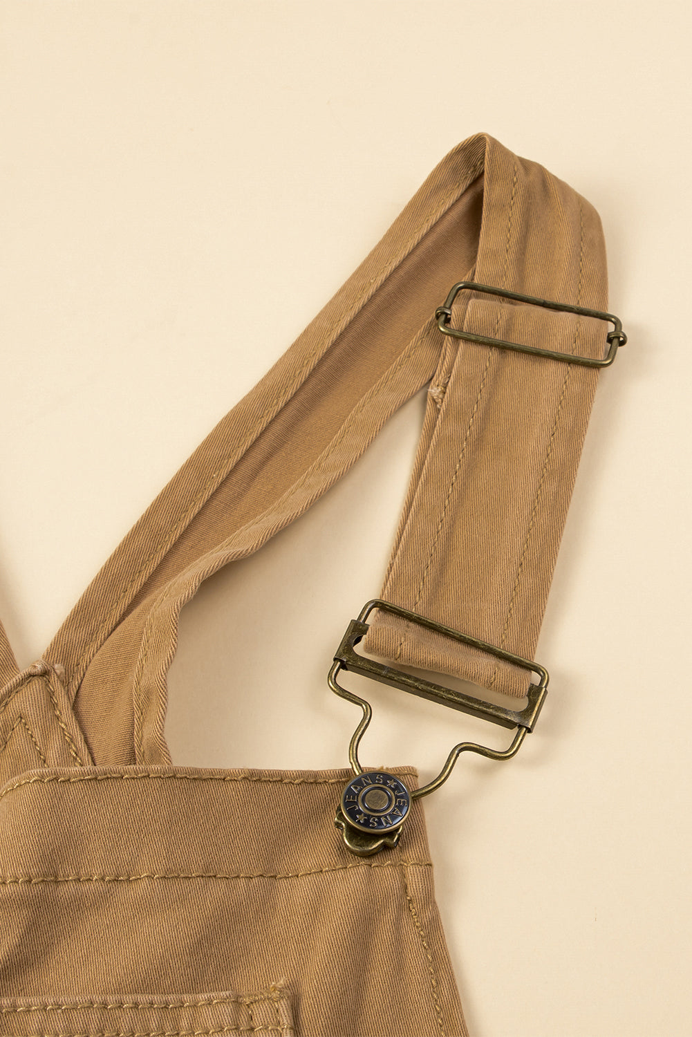 Khaki Vintage Multi Pockets Buckle Strap Cargo Denim Overalls