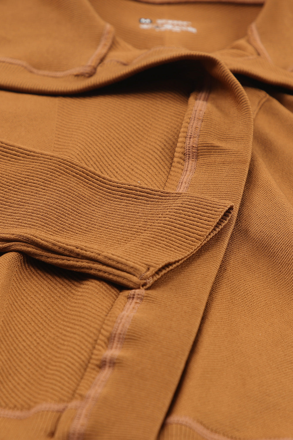 Brown Collared Asymmetric Ribbed Detail Motor Jacket