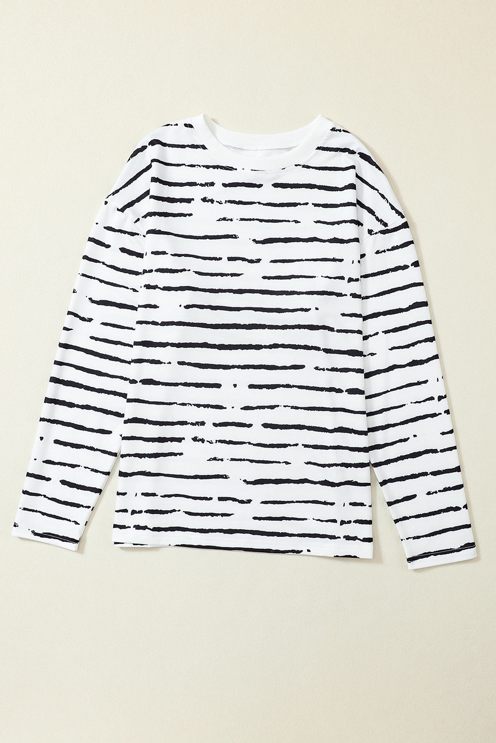 White Retro Striped Casual Long Sleeve Top