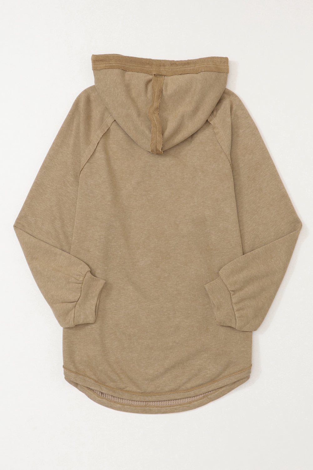 Khaki Waffled Expose Seam Drawstring Hoodie