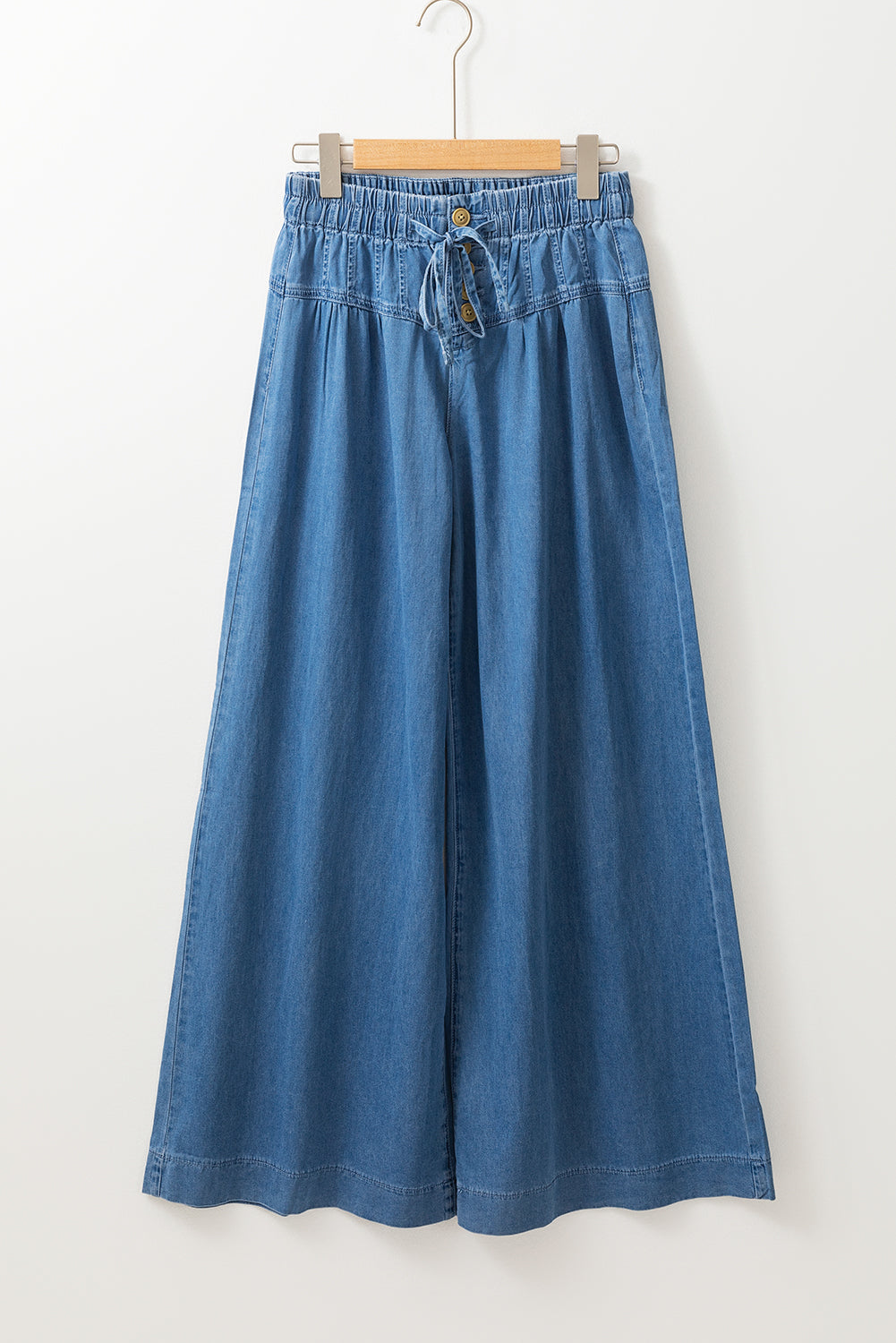 Light Wash Button Waist Wide Leg Jeans