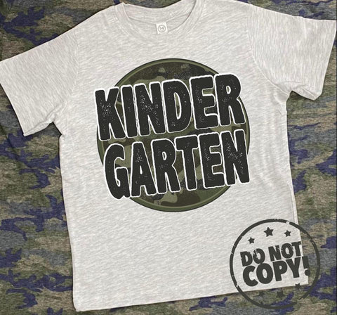 Kids School Grade Camo Circle Grey Tee