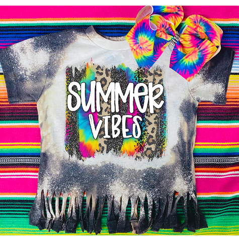 Kids Summer Vibes Fringed Bleached Bella