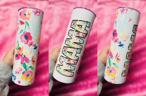 *TUMBLER* Neon Flowers Custom