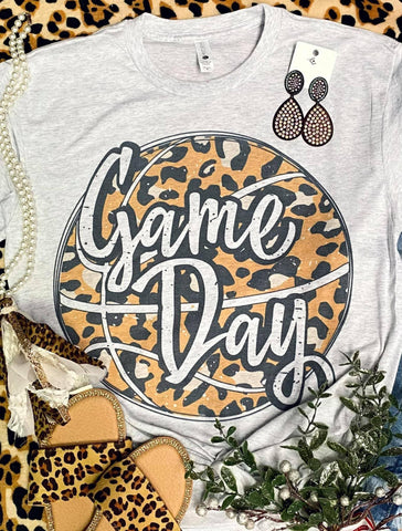 Game Day Leopard Basketball Bella Unisex Tee