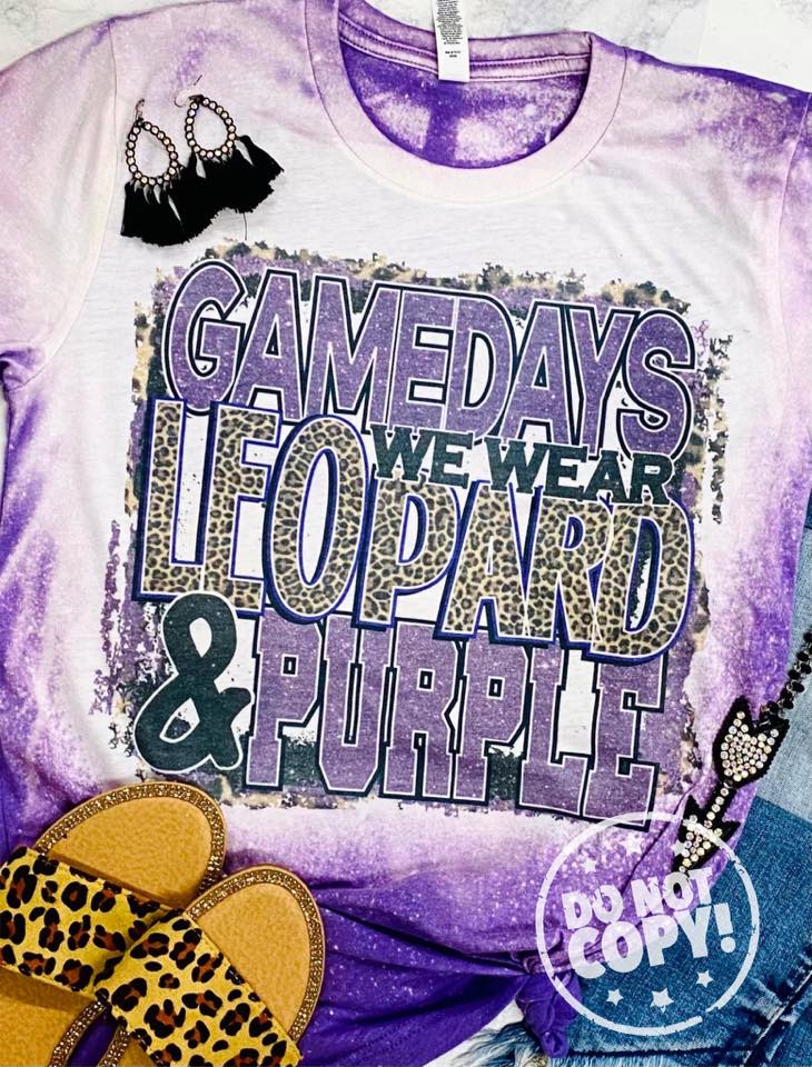 Game Days We Wear Leopard & Team Color Bleached Tee