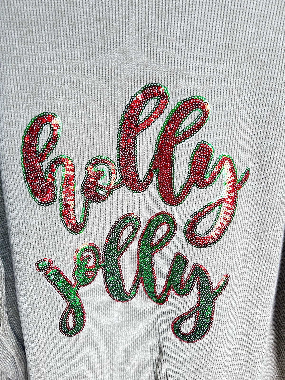 Sequined holly jolly Corded Sweatshirt