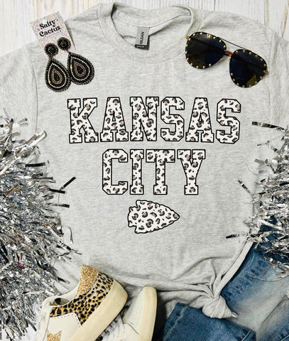 *RTS 5-7 Bus Days* Kansas City Leopard Ash Grey Tee