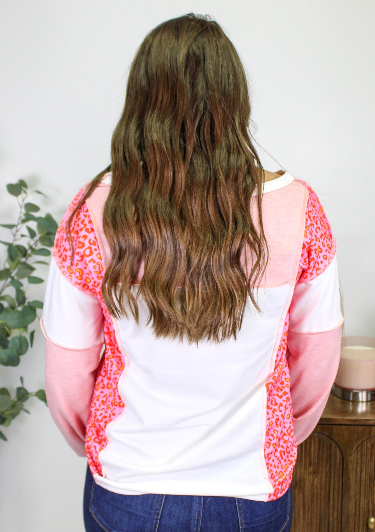 Colorblock Pink Leopard Blouse October.