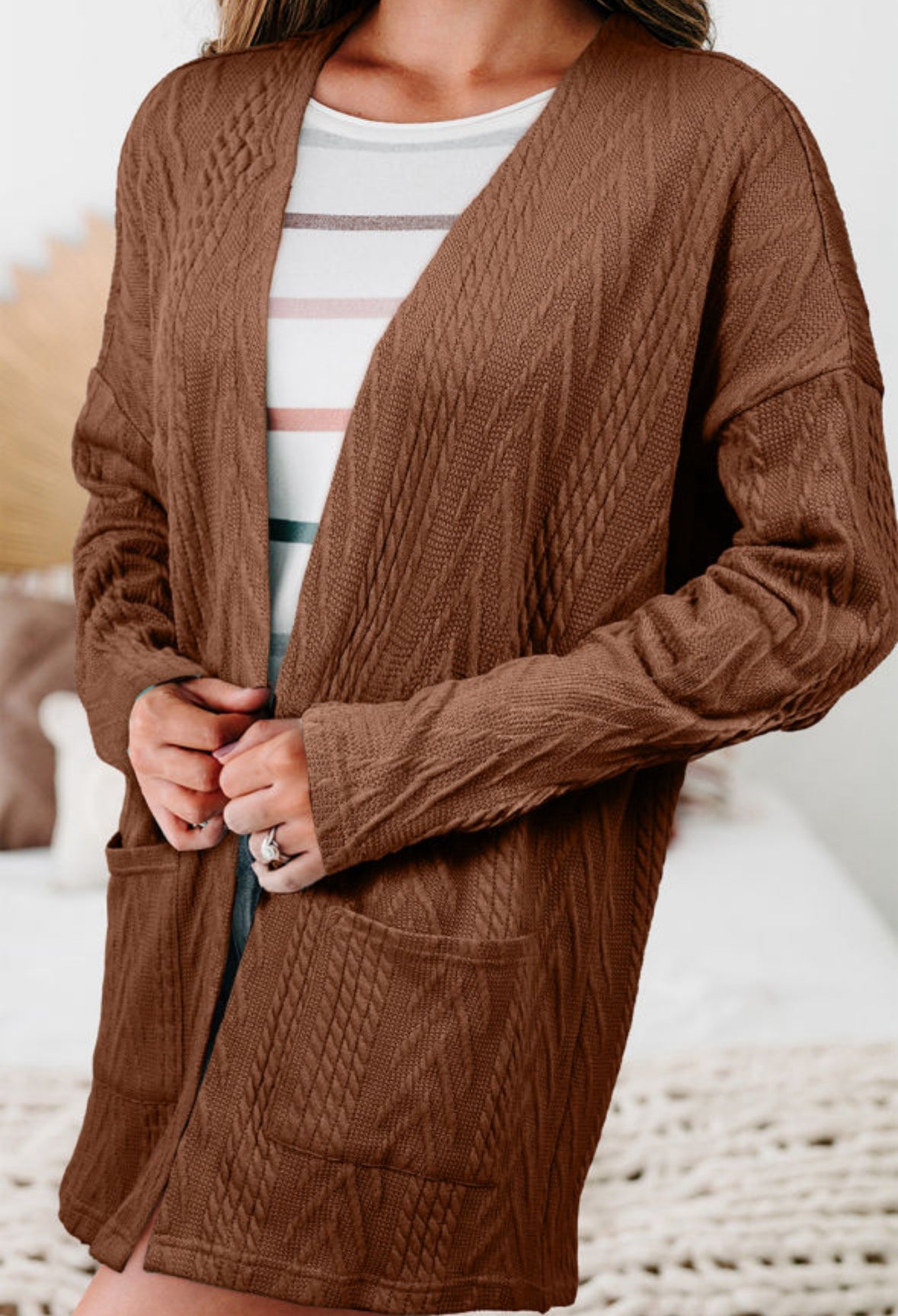 Textured Cardigan Multiple Colors October.