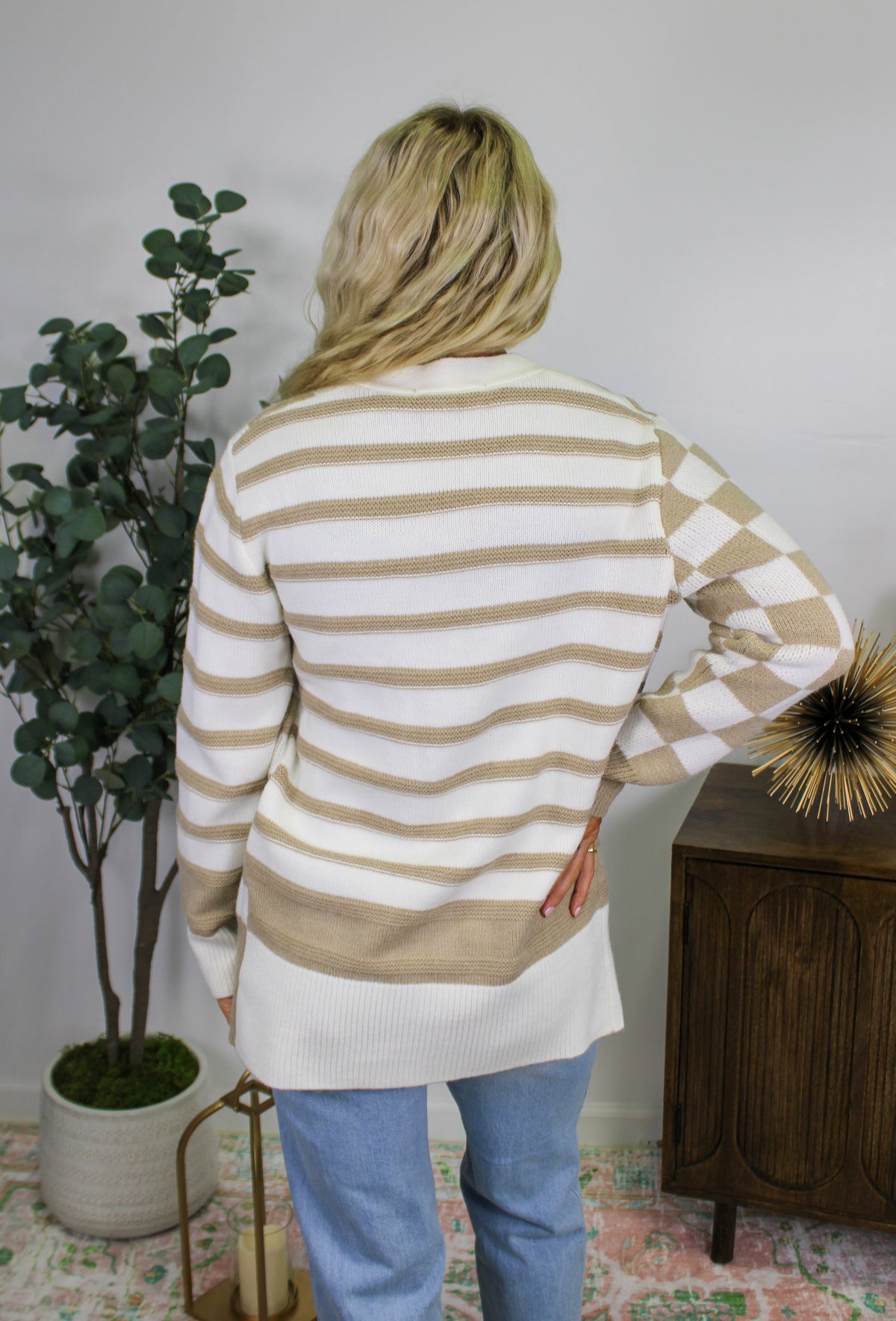 White and Tan Cardigan RTS