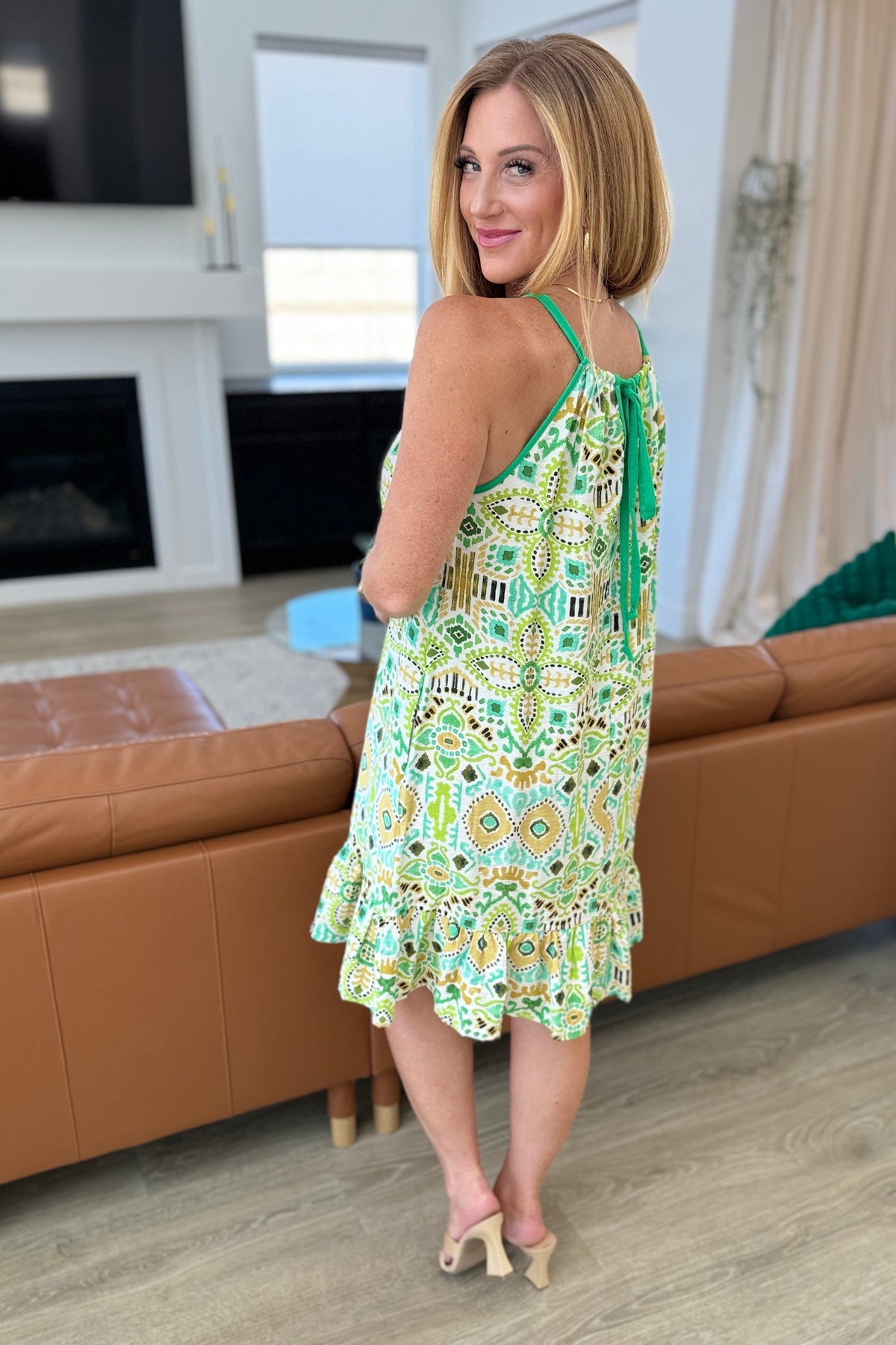 As You Walk On By Tank Dress in Lime