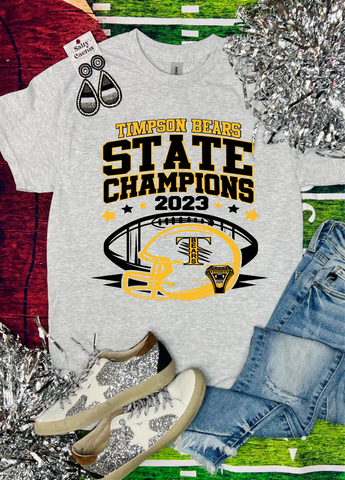 Timpson Bears State Championship Ash Grey Tee/Sweatshirt