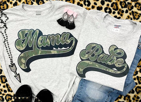 Mama Camo Retro Grey Tee