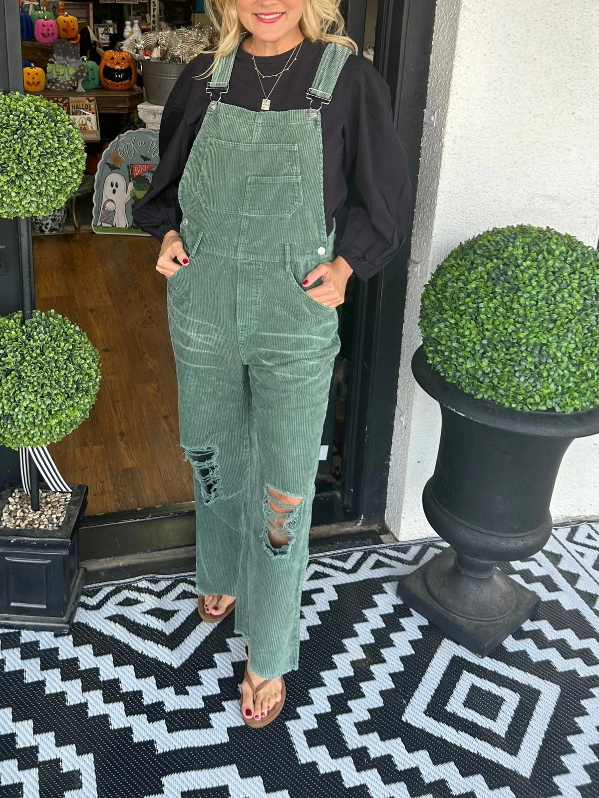 Corduroy Ripped Jumpsuit