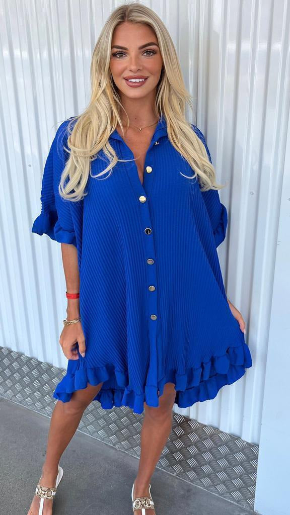 Ruffle Sleeve Shirt Mini Dress