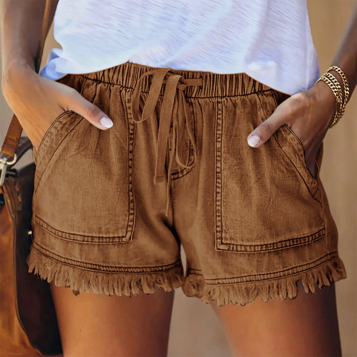 Pocket Frayed Tencel Shorts