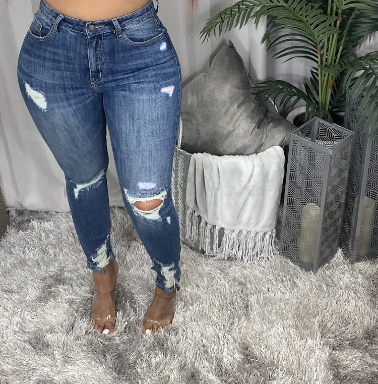 Women's High Waist Ripped Jeans