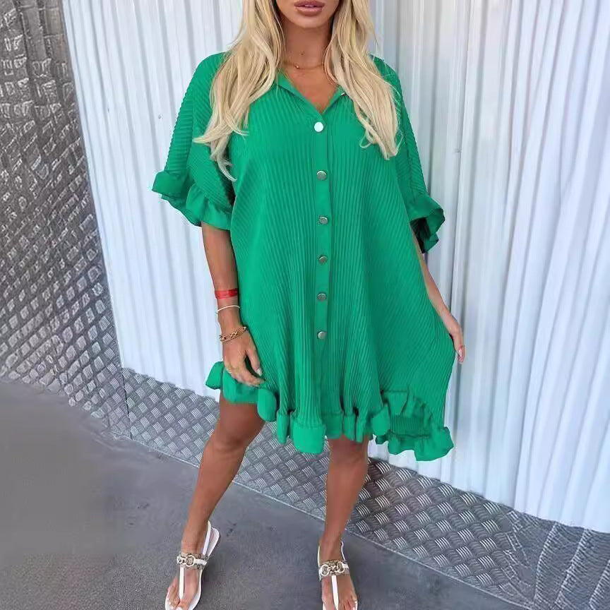 Ruffle Sleeve Shirt Mini Dress