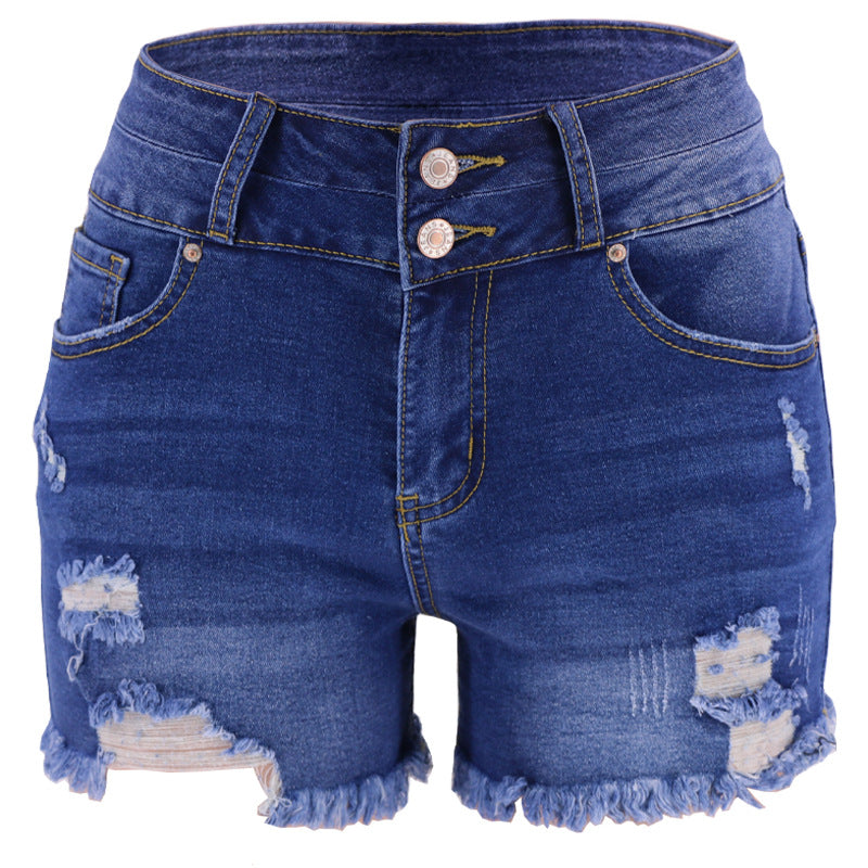 High Waist Ripped Denim Shorts