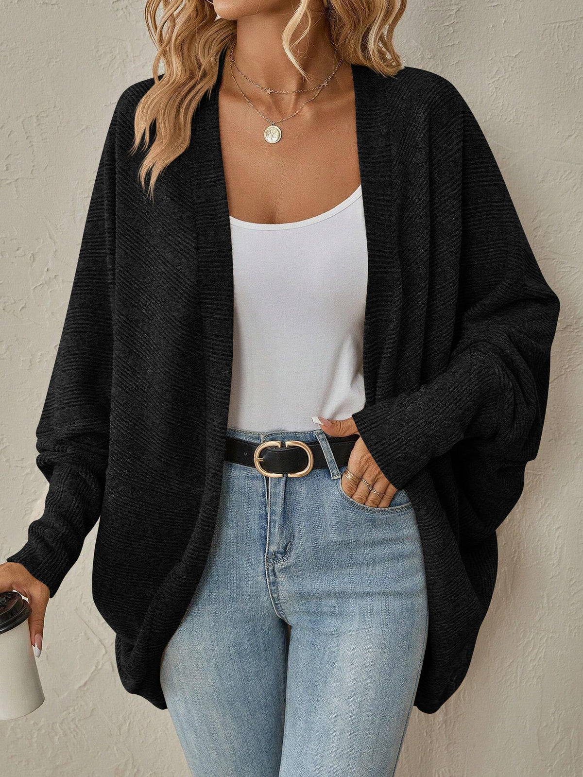 Knitted Batwing Sleeve Cardigan