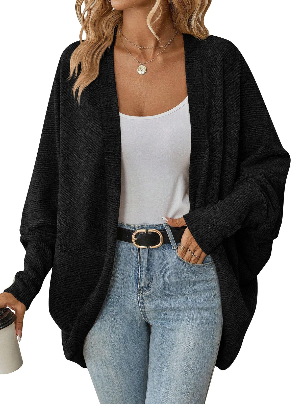 Knitted Batwing Sleeve Cardigan