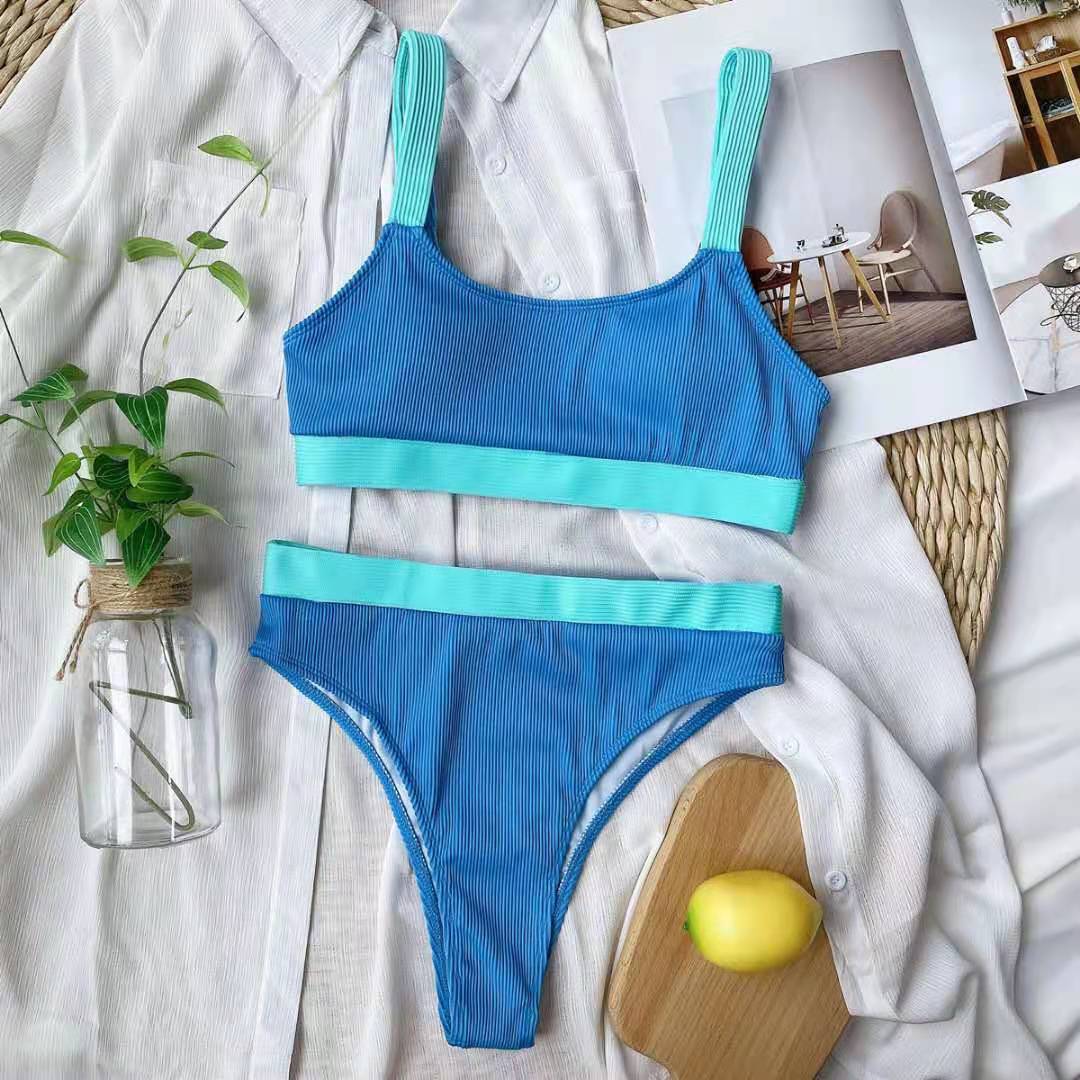 Color Block Ribbed Swimwear