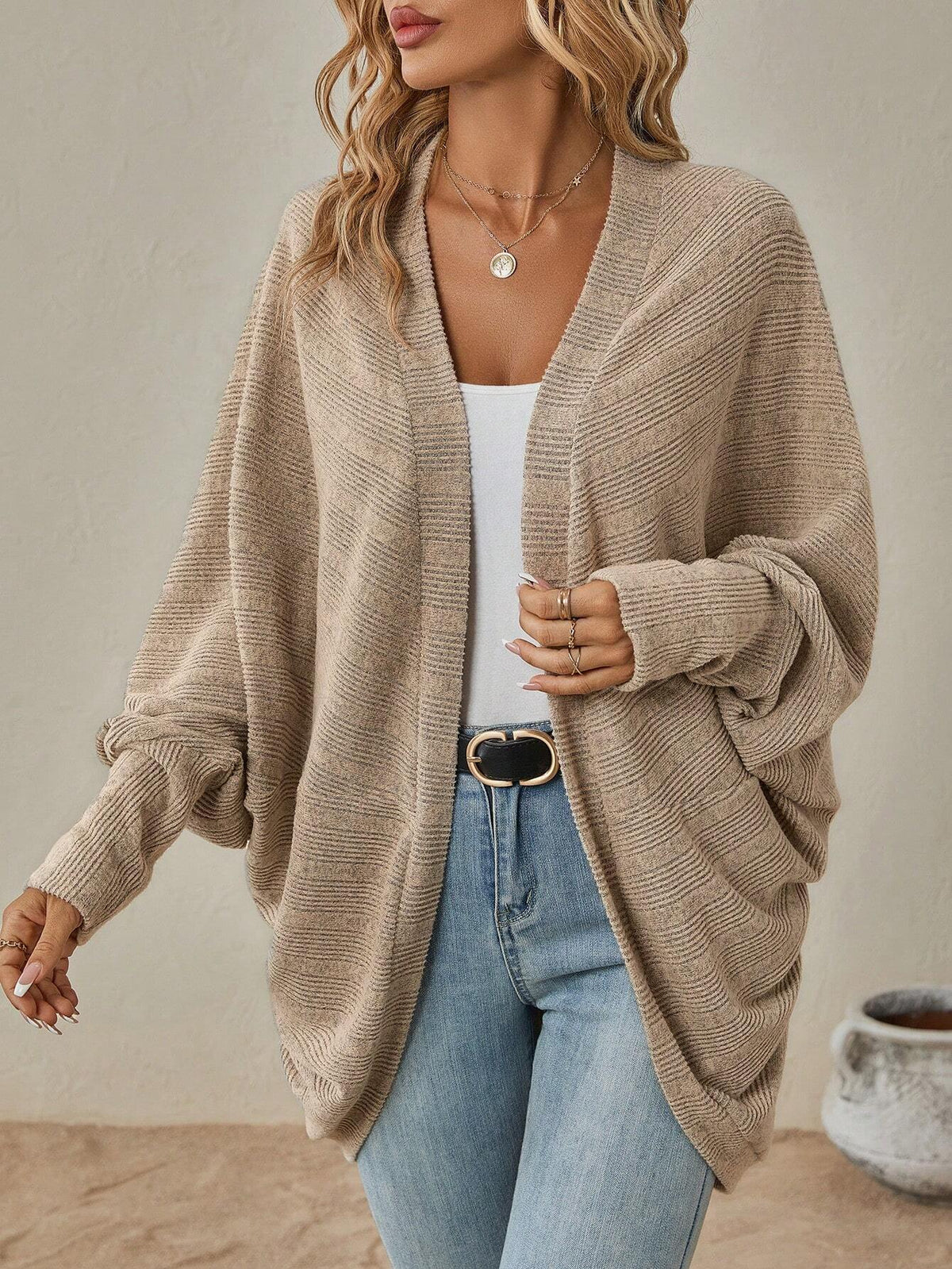 Knitted Batwing Sleeve Cardigan