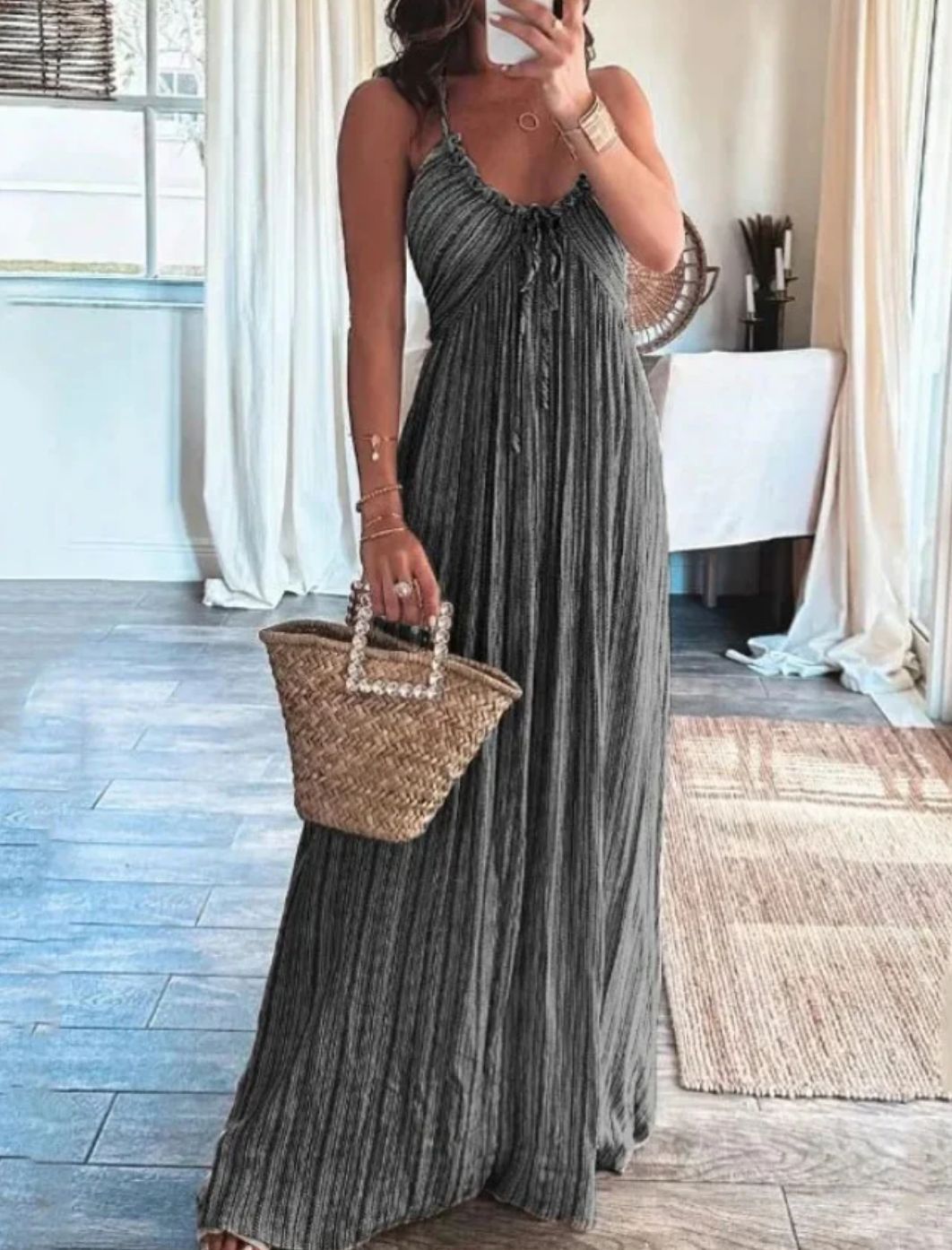 Backless Suspender Maxi Dress