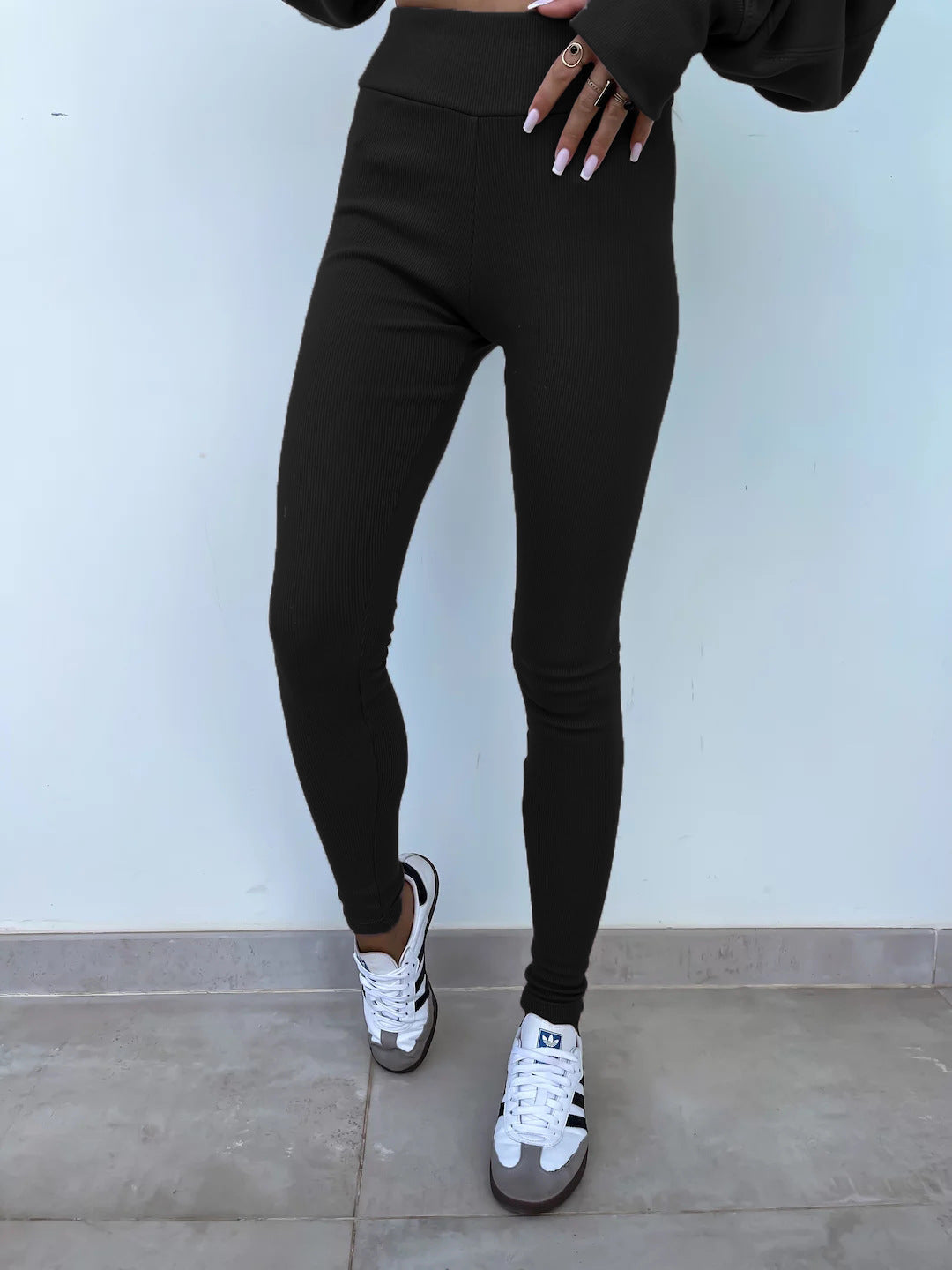 Solid Sweatshirt + Leggings Set